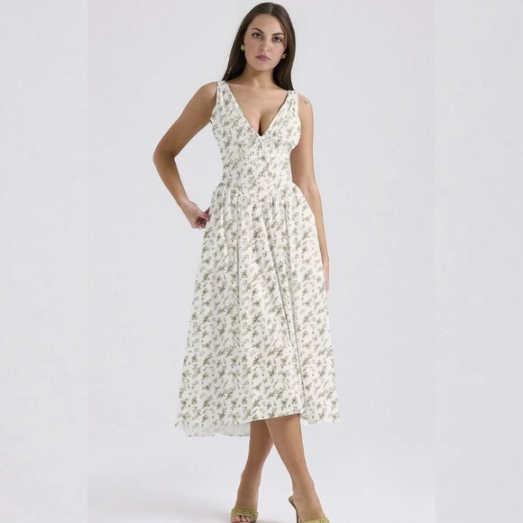 Emmelina Cotton Corset Green Sundress | size L/XL - Picture 1 of 5